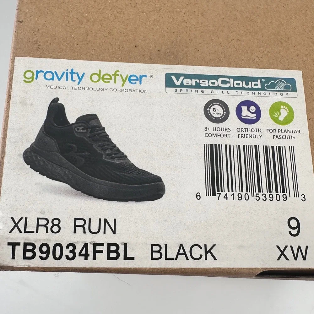 Gravity Defyer XLR8 Run Black Walking Shoes Womens 9‎ XW TB9034FBL-XW VersoCloud